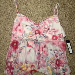 Steve Madden Floral Pink Spaghetti Strap Top
